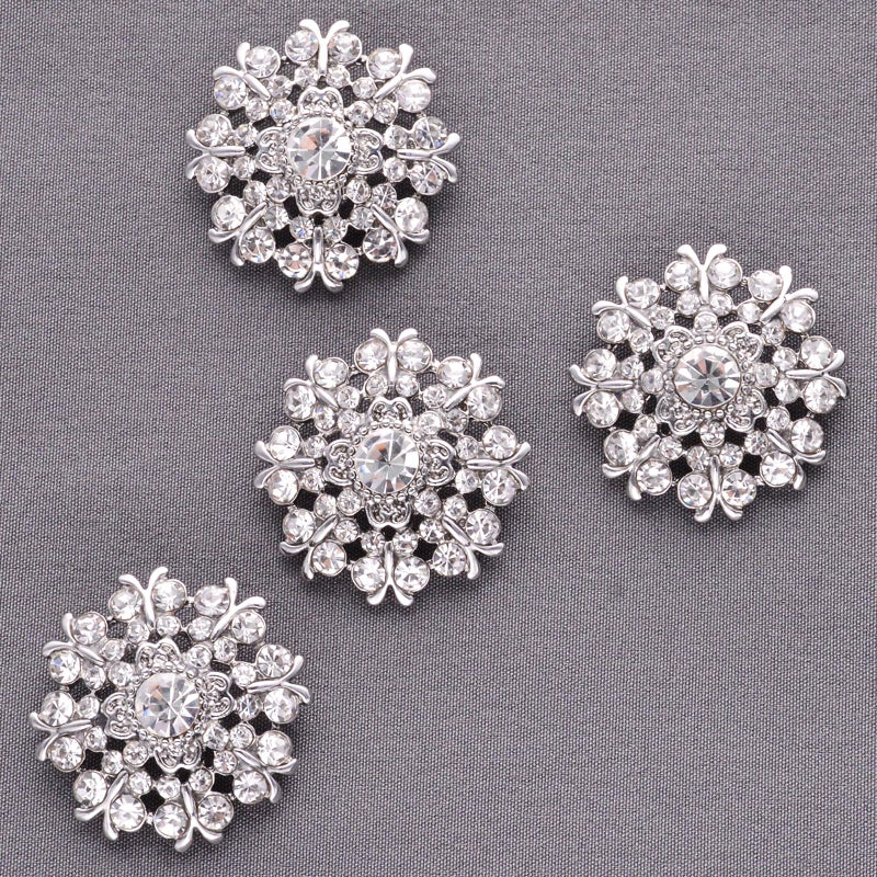 DYEESP 10PCS Rhinestone Buttons Crystal Diamond Buttons Accessory Embellishments for DIY Jewelry Crafts, Wedding Party Bridal Bouquet Clothes Hat Decoration (Clear-5) - Image 4