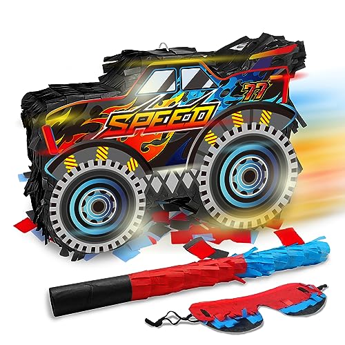 Kidepoch Monster Truck Pinata Car with Stick and Blindfold for Boys Birthday Party Decoration - Image 1