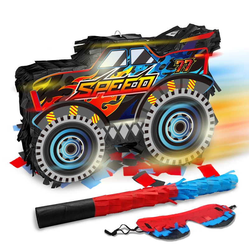 Kidepoch Monster Truck Pinata Car with Stick and Blindfold for Boys Birthday Party Decoration - Image 2