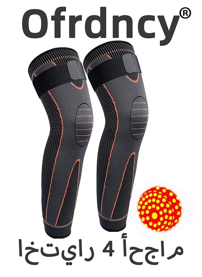 Ofrdncy Leg Compression Sleeve Full Leg 2 Pack Long/Self-Heating Knee Brace for Men Women Knee Support Protector for Running,Weightlifting, Workout and other Sport-4Size  - Image 1