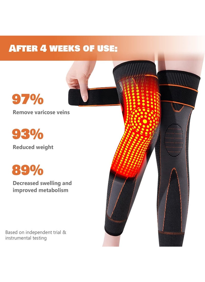 Ofrdncy Leg Compression Sleeve Full Leg 2 Pack Long/Self-Heating Knee Brace for Men Women Knee Support Protector for Running,Weightlifting, Workout and other Sport-4Size  - Image 2