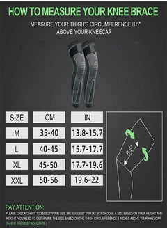 Ofrdncy Leg Compression Sleeve Full Leg 2 Pack Long/Self-Heating Knee Brace for Men Women Knee Support Protector for Running,Weightlifting, Workout and other Sport-4Size  - Image 3