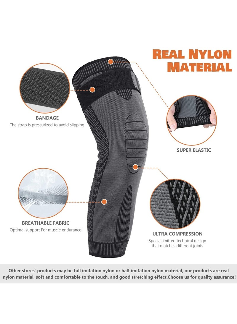 Ofrdncy Leg Compression Sleeve Full Leg 2 Pack Long/Self-Heating Knee Brace for Men Women Knee Support Protector for Running,Weightlifting, Workout and other Sport-4Size  - Image 4