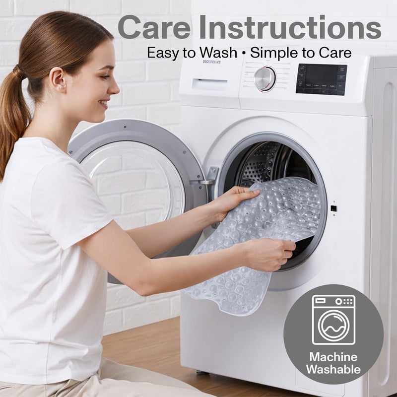MOONLIGHT20015 Shower Bath Mat Non Slip Anti Mould & Mildew with Strong Suction Cups Grip and Drain Holes Soft Rubber Shower Mats - PVC Bathroom Mat Machine Washable (100x40cm, Clear) - Image 5