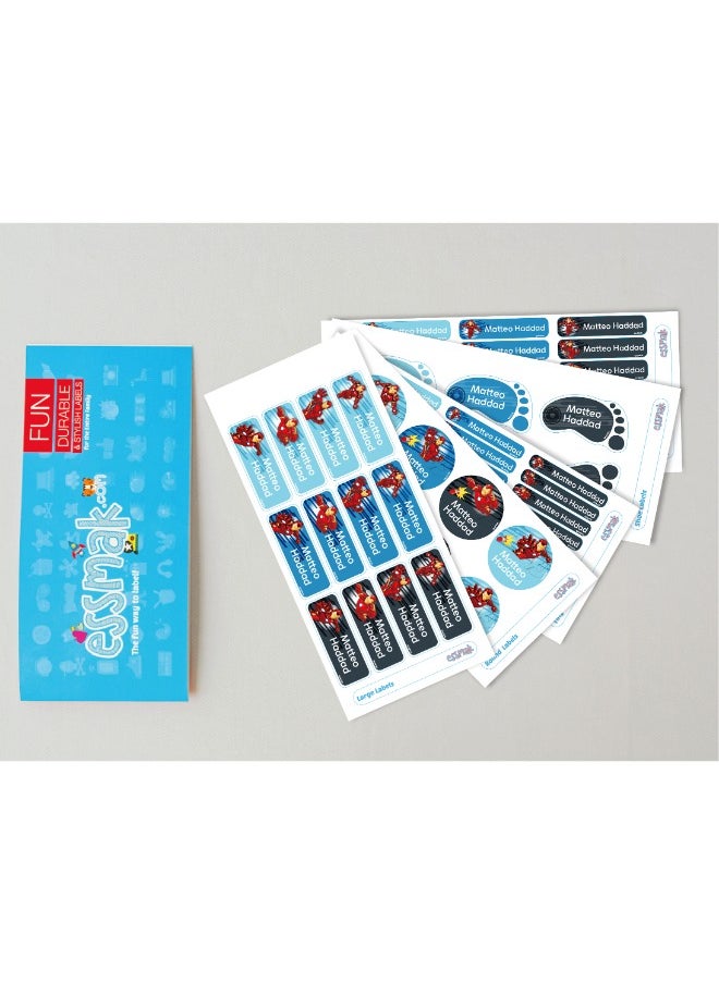 Essmak Marvel Personalized Waterproof Name Labels for Kids – Set of 74 Custom Stickers for School Supplies, Lunch Boxes, Clothes and Toys  - Image 2