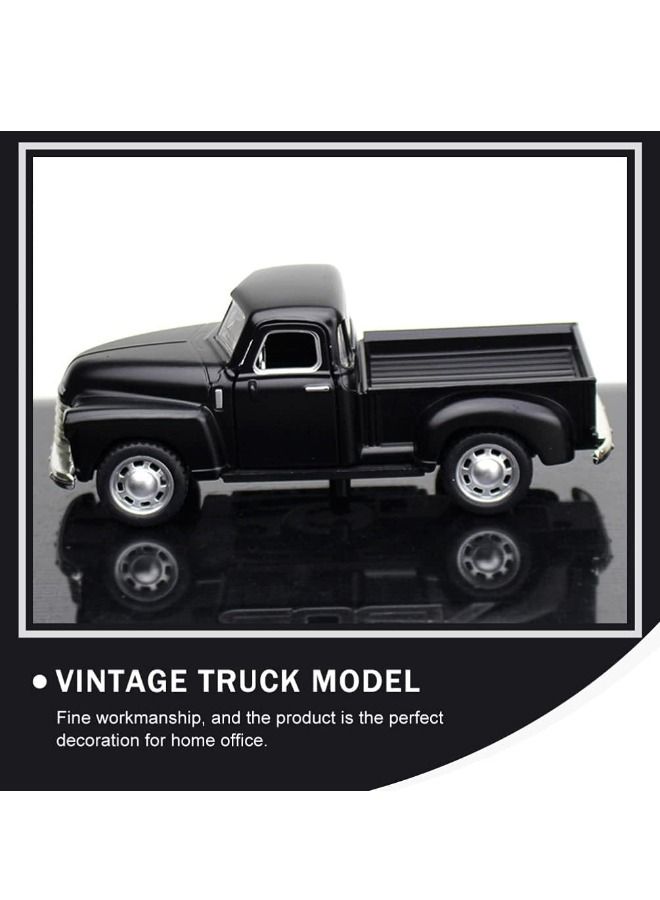 Vintage Truck Toy 1:32 Alloy Car Model, Metal Classic Cars Model, Pickup Truck Alloy Vintage Collectible Toy Car, Metal Vehicle with Movable Wheels Handcrafted Car  Children Gift Collectible (Black)  - Image 3