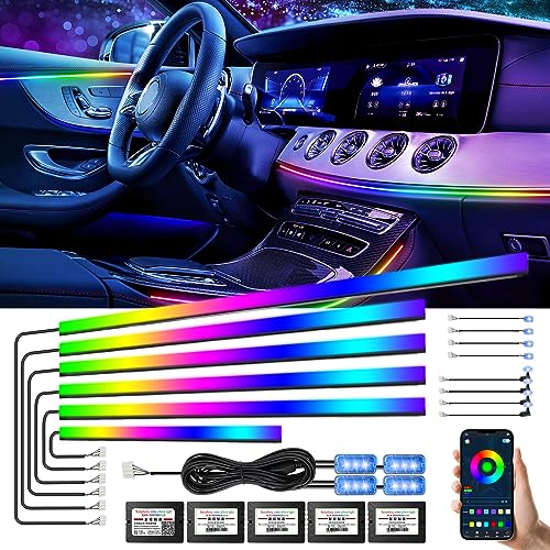 Acrylic Interior Car LED Strip Light Car Neon Light with APP Control16 Million Dreamcolor Sound Activated Car Accessories Car Ambient Light Kit with RGB 18 in 1 and 213 Modes 175 inches 593 LED