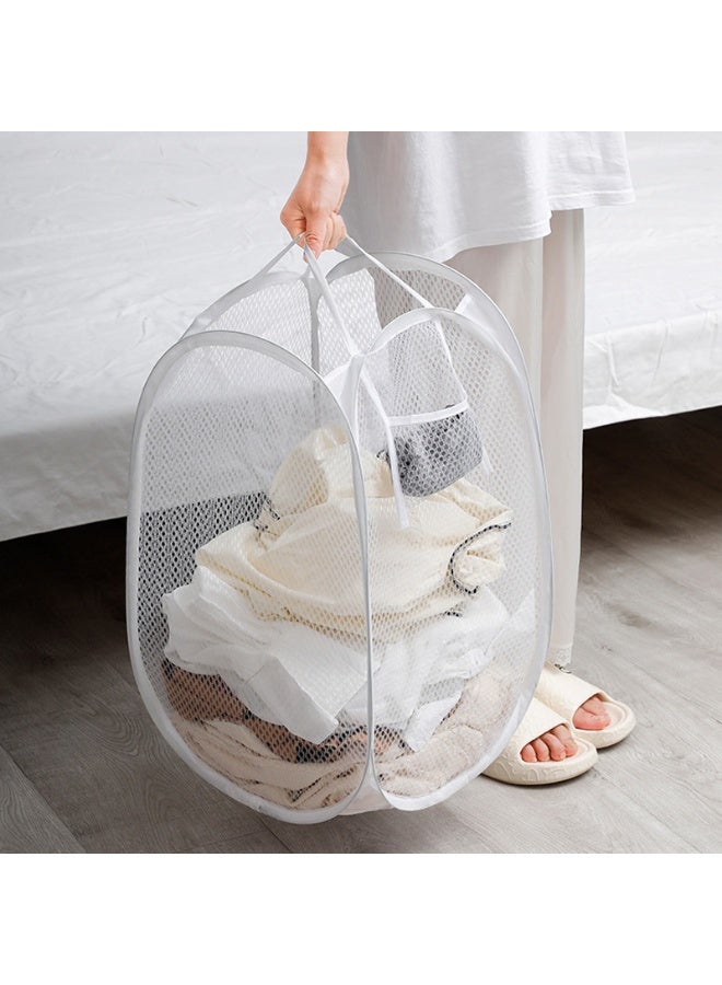 Pop Up Hamper,Mesh Foldable Mesh Laundry Basket for Home, Dorm, Travel & Storage - Image 2