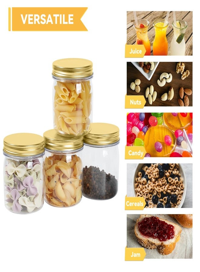 novelinks 8 oz Clear Plastic Jars with Screw-On Lids - BPA-Free Refillable Storage Containers for Slime, Spices, Crafts, Kitchen & Home Organization (16 Pack,Gold) - Image 4