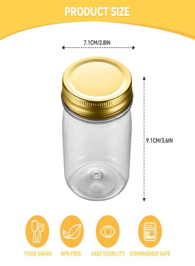 novelinks 8 oz Clear Plastic Jars with Screw-On Lids - BPA-Free Refillable Storage Containers for Slime, Spices, Crafts, Kitchen & Home Organization (16 Pack,Gold) - Image 2