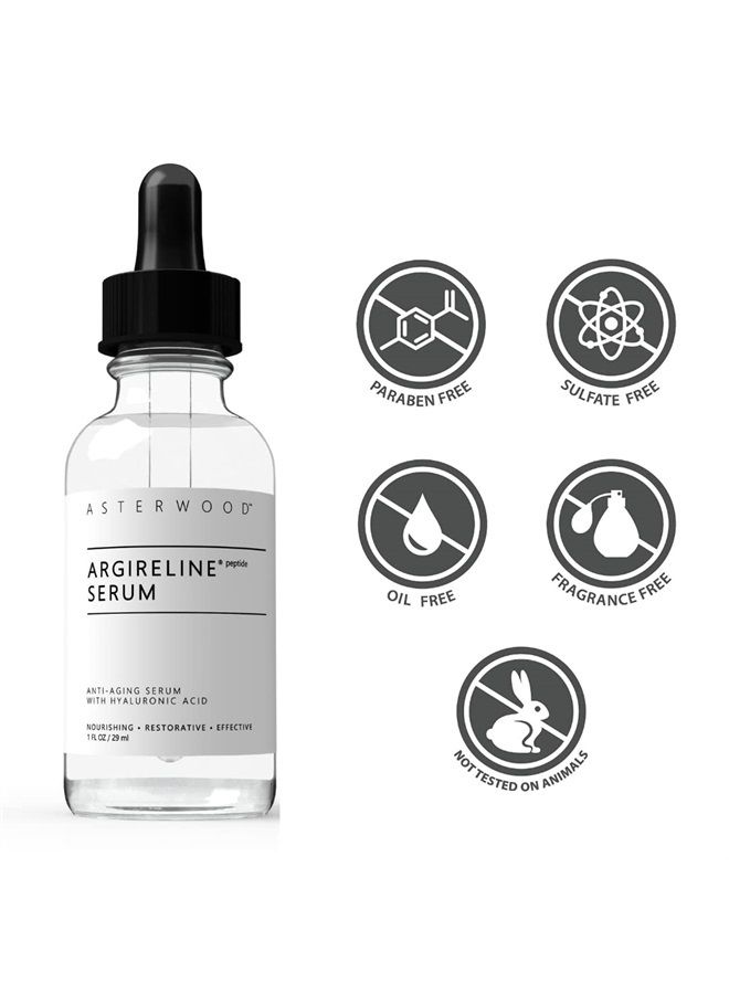 Asterwood Naturals Asterwood Argireline Peptide w/Hyaluronic Acid Serum Face Care, Anti Wrinkle Face Serum, Dark Spot Remover & Face Brightening Serum, Facial Skin Care Products, 1 oz Glass Bottle - Image 2
