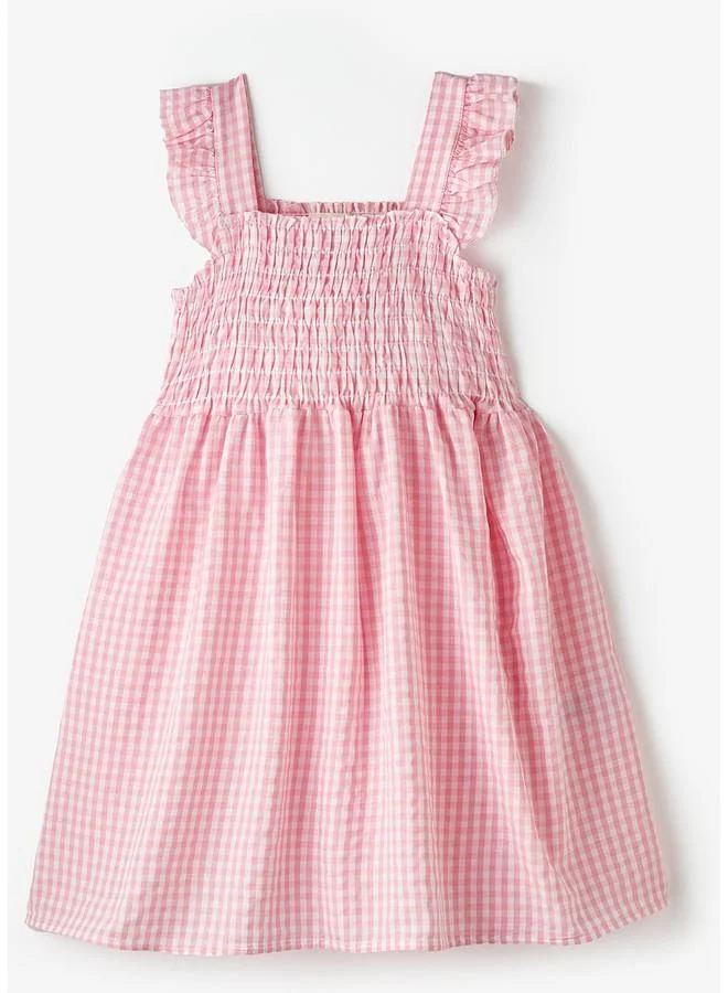 JUNE Gingham Smocked Dress
