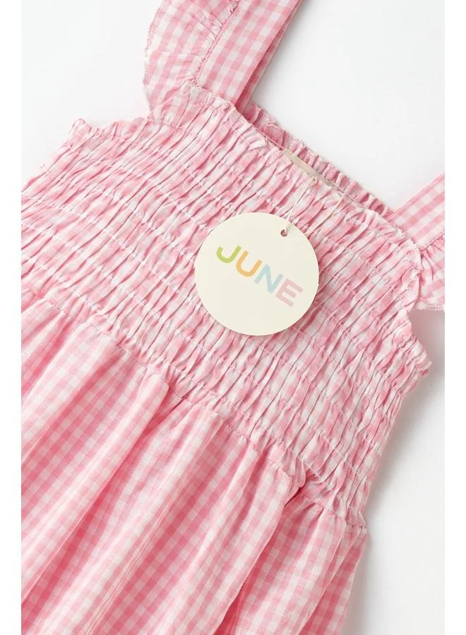 JUNE Gingham Smocked Dress