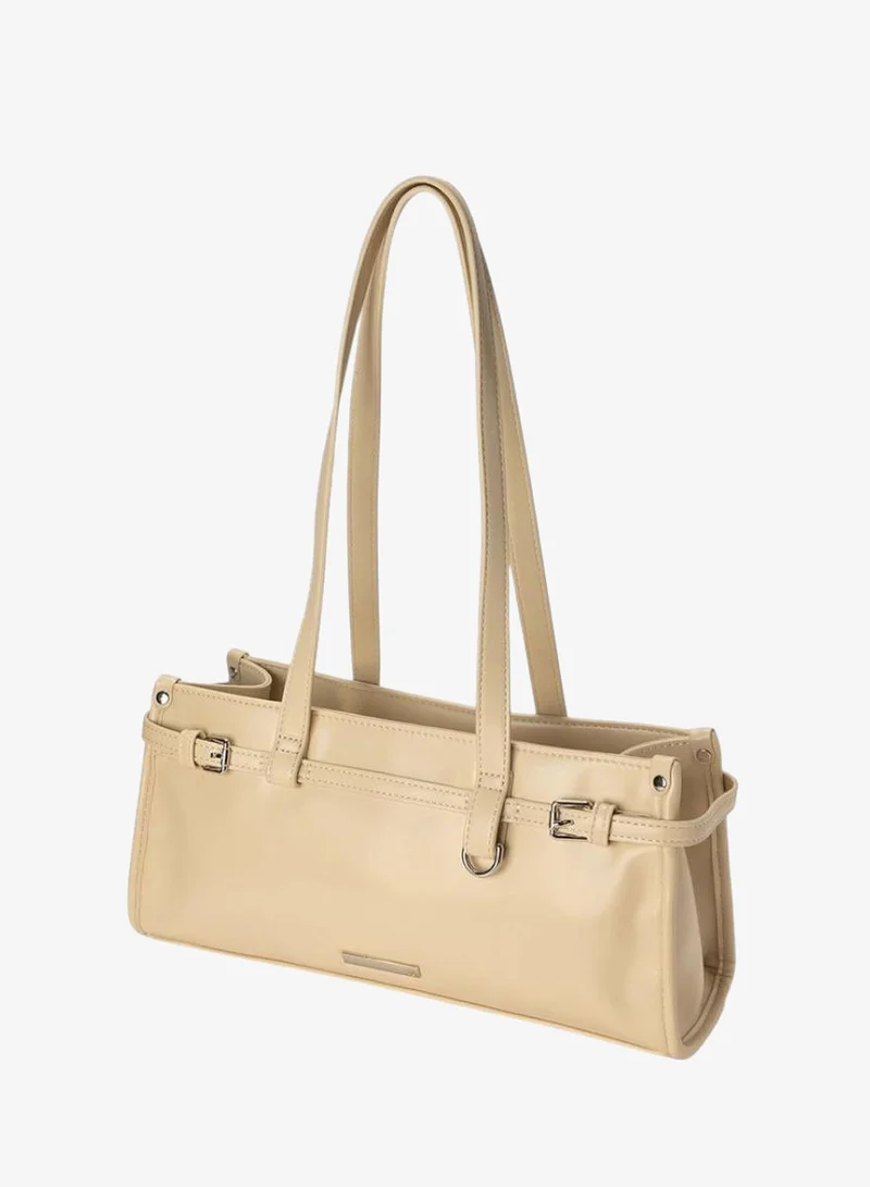 Bata Beige Structured Top Handle Tote Bag for Women | Best Price UAE
