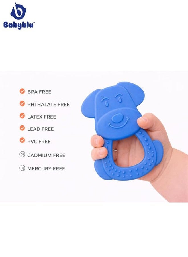 Babyblu The Playful Pup | Silicone Dog Shape Baby Teether Blue | Silicone Teething Toy for Infants & Toddlers | Baby Teether for Chewing & Gum Stimulation - Image 3