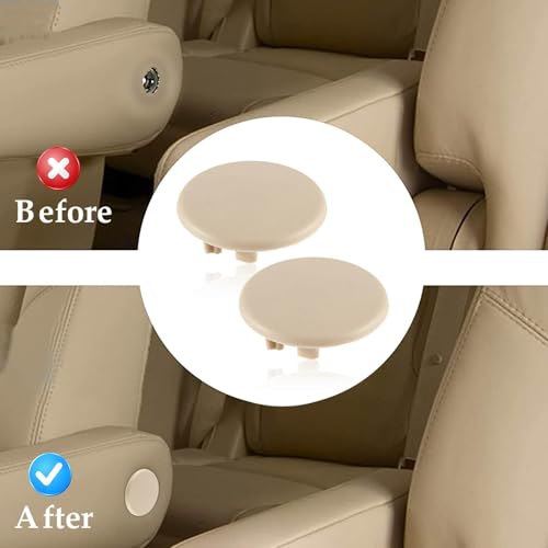 HIMARKLIF Armrest Cap Cover Fit for Chevy Tahoe Suburban 2007-14 GMC Yukon Denali Cadillac 2007-2019 Escalade,Armrest Handle Trim Bolt Rear Seat Cover Cap Replace# 15279689(Beige,2PCS) - Image 3
