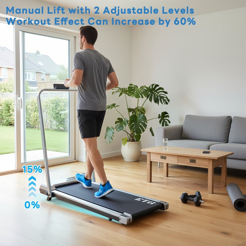 ETG Compact Home Treadmill with LED Display, 0.65 HP Quiet Motor, 2-Level Manual Incline, 1–10 km/h Speed, 100 kg Load Capacity for Walking & Jogging - Image 3