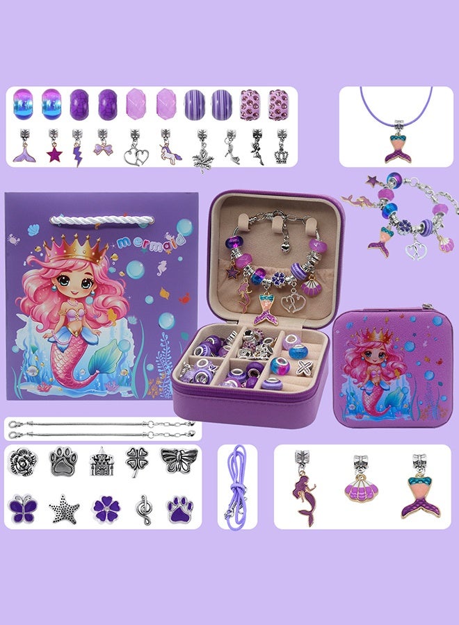 Lemon 36PCS Charm Bracelet Making Kit, Girls Beads for Jewelry Making Kit, with Jewelry Box, for DIY Craft Jewelry Gift, For 7-14 Year Old Girl - Image 2