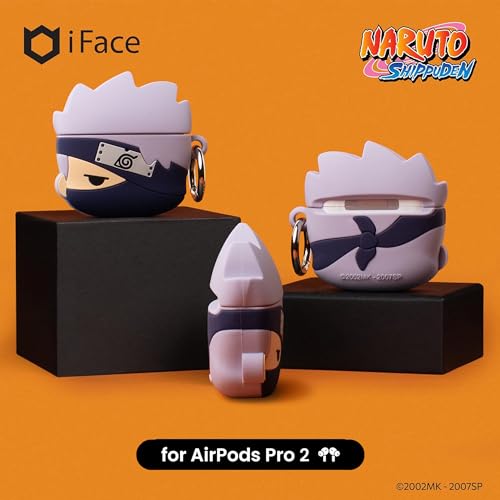 iFace Naruto Shippuden Anime Figure Case [ Compatible with AirPods Pro 1/Pro 2, Not for Pro 3] – Silicone Protective Cover [Carabiner Clip Included] [Wireless Charging Capable] – Kakashi - Image 2