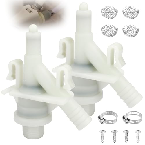 Ophjerg 385311641 RV Toilet Water Valve for Dometic 300 301 310 320 and Sealand Toilets, RV Toilet Replacement Parts for Dometic Water Valve Kit Includes Hose Clamp and Hardware Kit - 2 Pack - Image 1