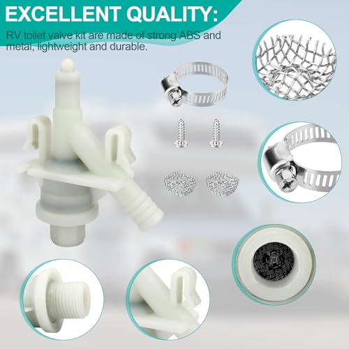 Ophjerg 385311641 RV Toilet Water Valve for Dometic 300 301 310 320 and Sealand Toilets, RV Toilet Replacement Parts for Dometic Water Valve Kit Includes Hose Clamp and Hardware Kit - 2 Pack - Image 5