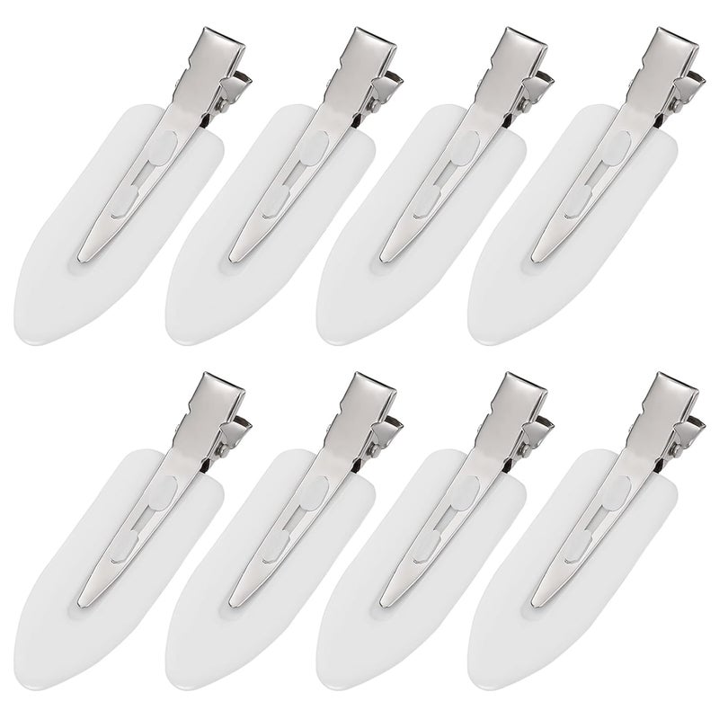 MADHOLLY 8Pcs No Bend No Crease Hair Clips  Styling Duck Bill Clips Alligator Hair Barrettes for Styling Sectioning Small Gifts for Women Girl Salon Hairstyle Hairdressing Bangs Waves Makeup White