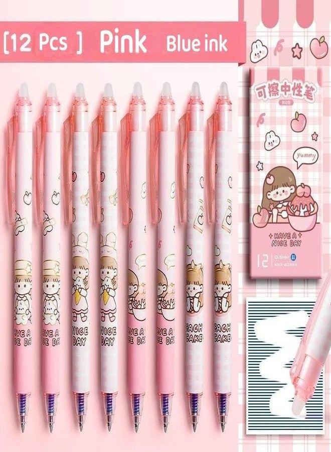 GONIPIMI Kawaii Erasable Gel Pens, 0.5mm Fine Tip, Pink Theme, Set of 12 (Pink) - Image 5
