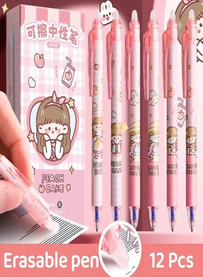 GONIPIMI Kawaii Erasable Gel Pens, 0.5mm Fine Tip, Pink Theme, Set of 12 (Pink) - Image 2