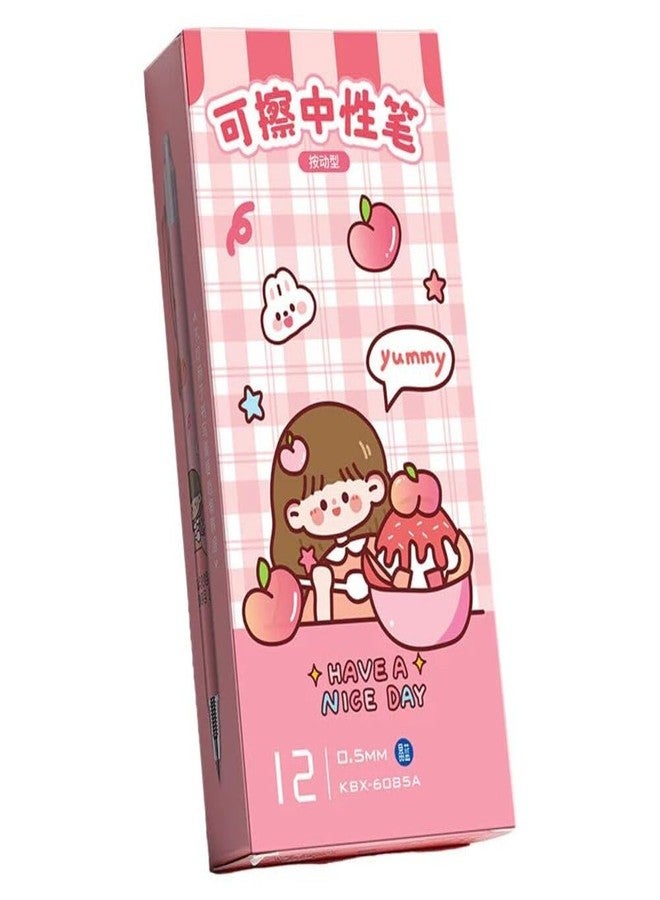 GONIPIMI Kawaii Erasable Gel Pens, 0.5mm Fine Tip, Pink Theme, Set of 12 (Pink) - Image 1