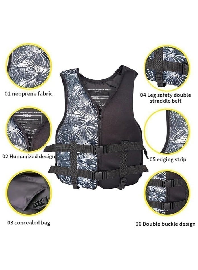 ريبنيو سترة سباحة للرجال من النيوبرين للبالغين من الرجال والنساء، سترات قارب البحر ملحقات السباحة مقاس XX-Large لـ 90 إلى 120 كجم - أصفر - Image 3