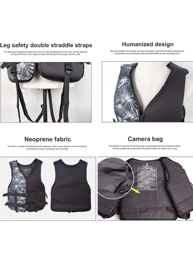 ريبنيو سترة سباحة للرجال من النيوبرين للبالغين من الرجال والنساء، سترات قارب البحر ملحقات السباحة مقاس XX-Large لـ 90 إلى 120 كجم - أصفر - Image 5