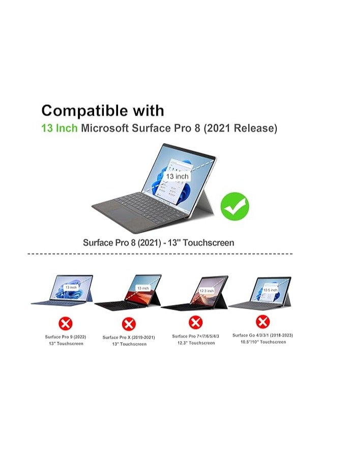 فينتي جراب حماية صلب ورفيع بتصميم كيبورد مناسب للكتابة من فينتاي لجهاز مايكروسوفت سيرفس برو 8 13 بوصة اصدار 2021 رخامي لامع جلد صناعي Cرفس ومايكروسوفت لمايكروسوفت - Image 2
