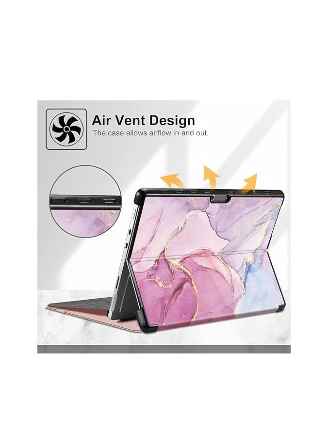 فينتي جراب حماية صلب ورفيع بتصميم كيبورد مناسب للكتابة من فينتاي لجهاز مايكروسوفت سيرفس برو 8 13 بوصة اصدار 2021 رخامي لامع جلد صناعي Cرفس ومايكروسوفت لمايكروسوفت - Image 5