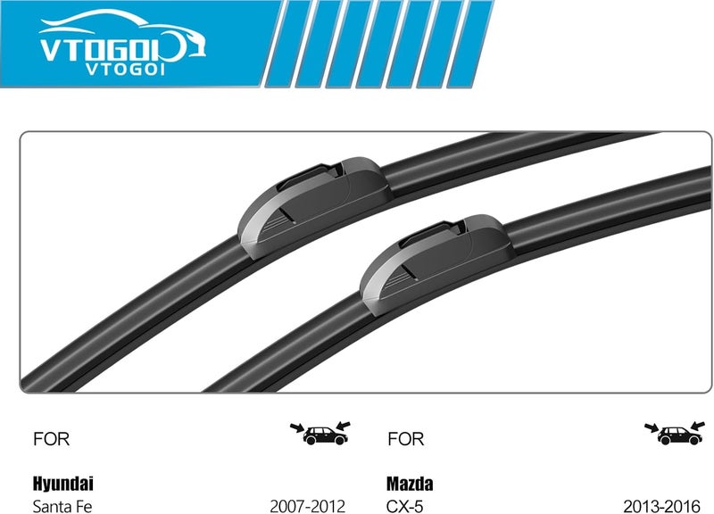 VTOGOI شفرات مكافحة الضباب OEM لسيارة BMW X2 للأعوام 2018، 2019، 2020، 2021، 2022، 2023، مجموعة شفرات أمامية وخلفية عالية الجودة من الشركة ا��مصنعة، أبعاد 24" + 20" + 13" (عبوة تحتوي على 3 قطع) - Image 3