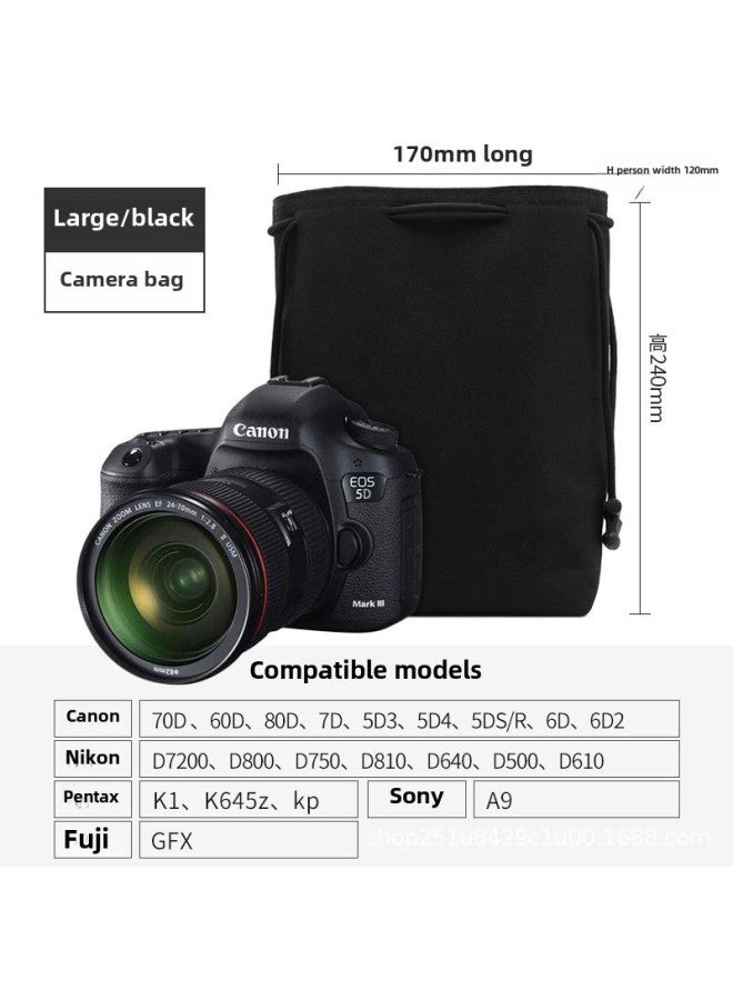 SLR Camera Bag Lens Bag Storage Bag Bundle Pocket Portable Card Machine Protective Cover Waterproof Micro Single Protective Cover-Color:Black Small Size--water-repellent Oxford Cloth  - Image 3