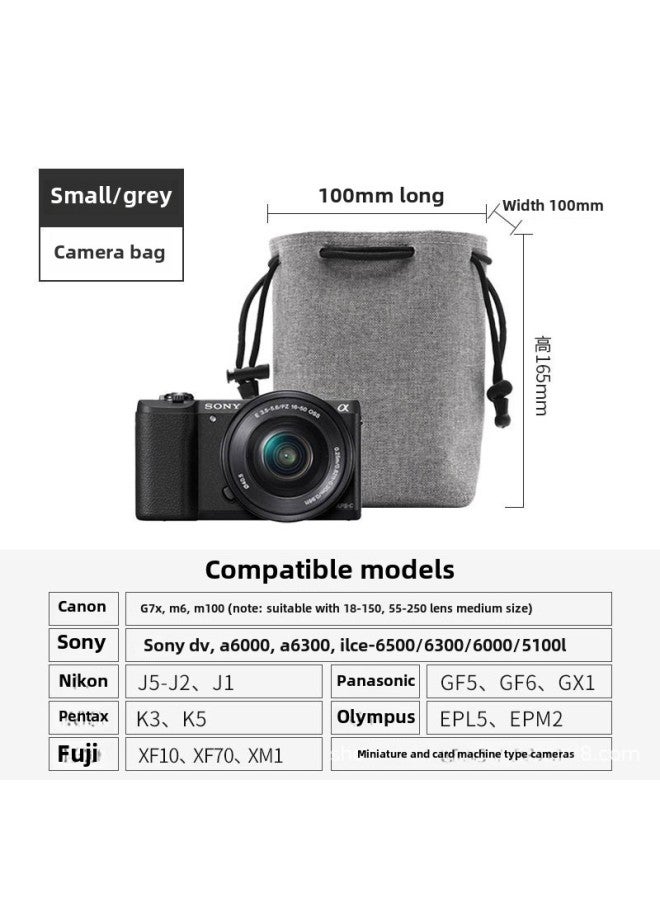 SLR Camera Bag Lens Bag Storage Bag Bundle Pocket Portable Card Machine Protective Cover Waterproof Micro Single Protective Cover-Color:Black Small Size--water-repellent Oxford Cloth  - Image 4