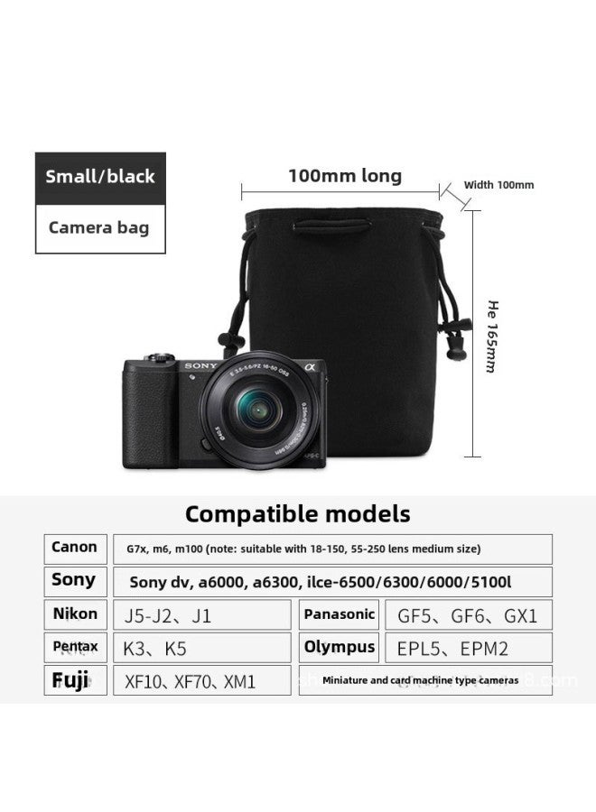 SLR Camera Bag Lens Bag Storage Bag Bundle Pocket Portable Card Machine Protective Cover Waterproof Micro Single Protective Cover-Color:Black Small Size--water-repellent Oxford Cloth  - Image 1