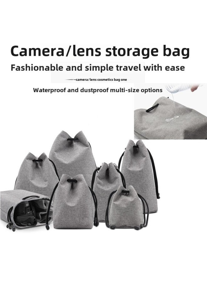 SLR Camera Bag Lens Bag Storage Bag Bundle Pocket Portable Card Machine Protective Cover Waterproof Micro Single Protective Cover-Color:Black Small Size--water-repellent Oxford Cloth  - Image 2