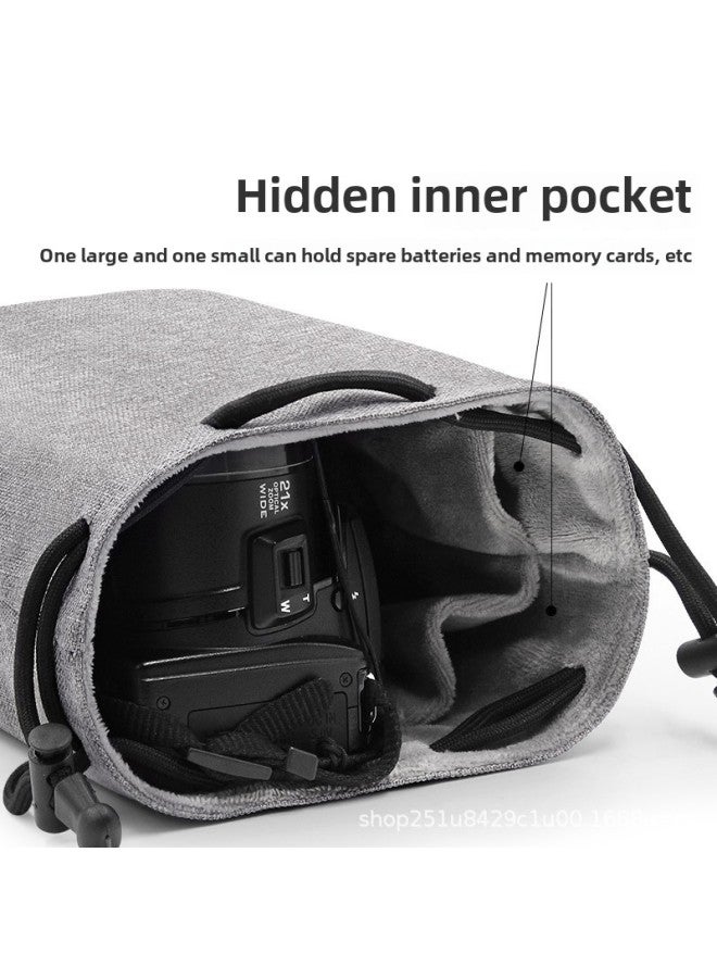 SLR Camera Bag Lens Bag Storage Bag Bundle Pocket Portable Card Machine Protective Cover Waterproof Micro Single Protective Cover-Color:Black Small Size--water-repellent Oxford Cloth  - Image 5