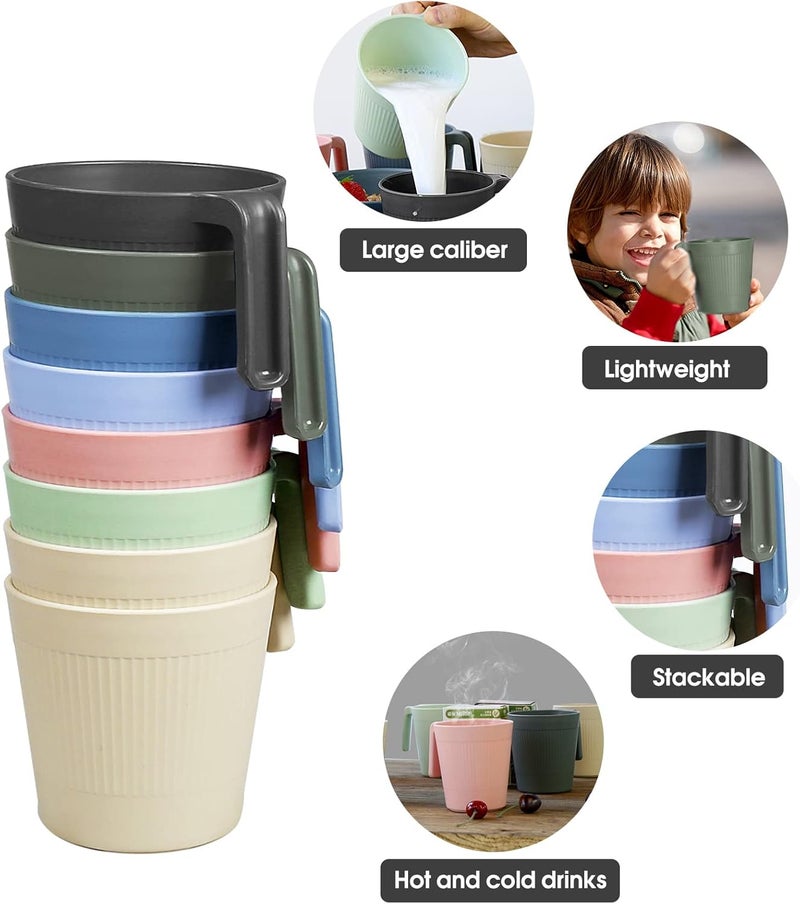 Greentainer Coffee Mugs Set of 8 Plastic Coffee Cups Set 169 OZ Unbreakable Coffee Mugs with Handle Reusable CampingDormRV Drinking Cups for AdultsKids - Image 3