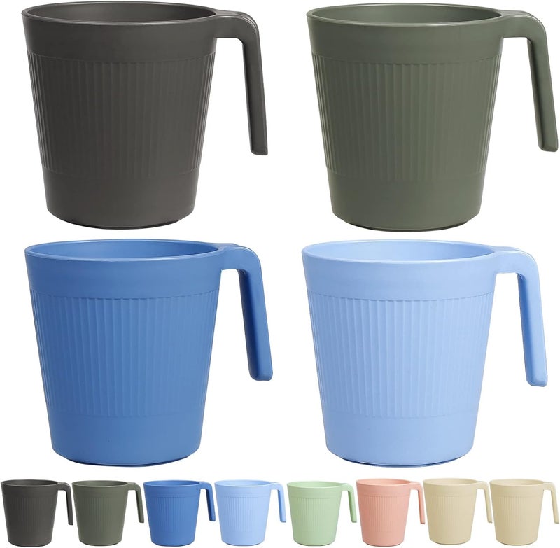 Greentainer Coffee Mugs Set of 8 Plastic Coffee Cups Set 169 OZ Unbreakable Coffee Mugs with Handle Reusable CampingDormRV Drinking Cups for AdultsKids - Image 1