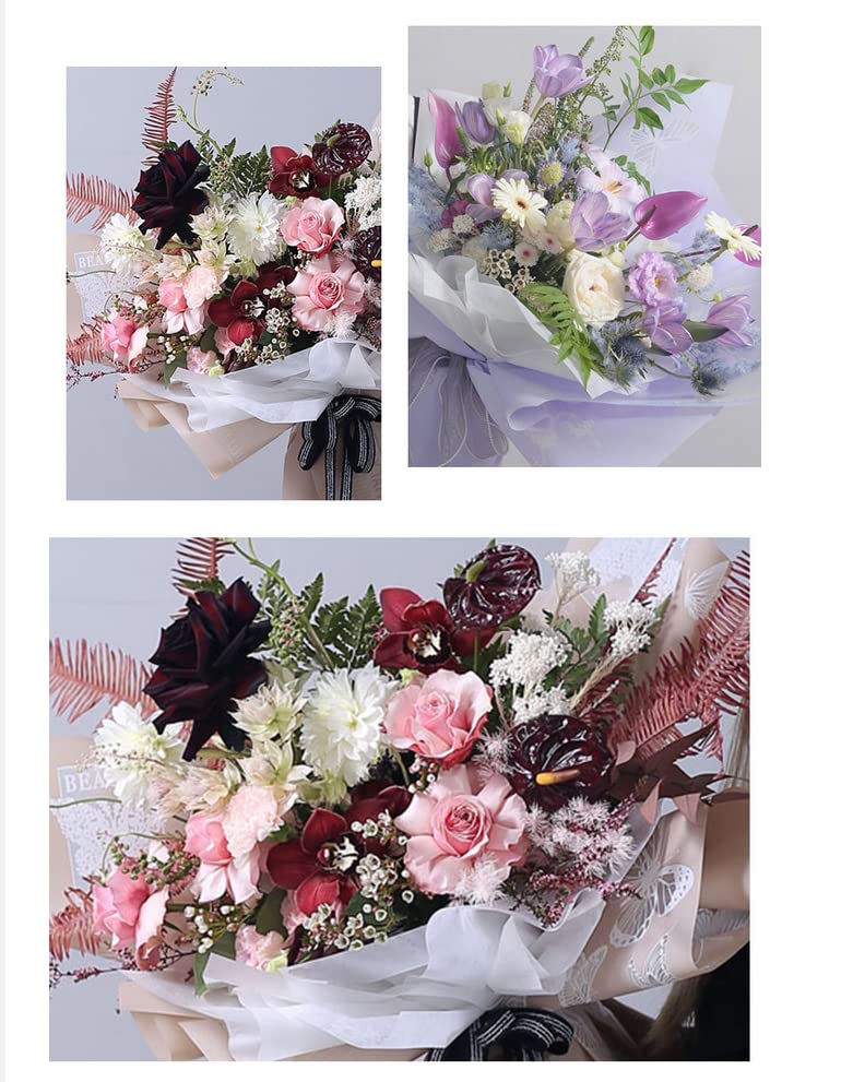 Maomoto 40 Sheet Flower Wrapping Paper with Butterflies Matte Floral Wrapping Paper translucent Waterproof Flower Bouquet Wrapping Paper Sheets Korean Style Wrapping Paper for DIY Craft Gift Wrap - Image 5