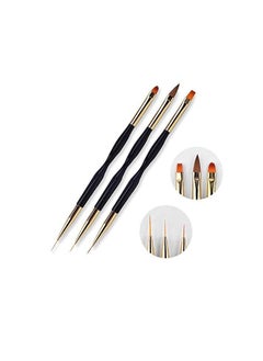 FULINJOY 3 Pcs Nail Drawing Pen, Dual End Nail Art Pen Brush Acrylic Round Flat Painting Drawing Liner Nail Tools  - Image 2
