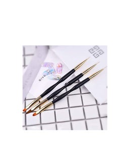 FULINJOY 3 Pcs Nail Drawing Pen, Dual End Nail Art Pen Brush Acrylic Round Flat Painting Drawing Liner Nail Tools  - Image 3