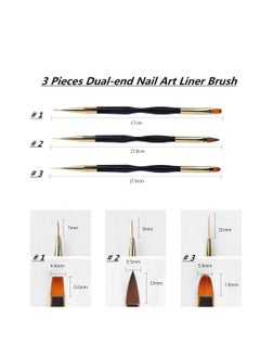 FULINJOY 3 Pcs Nail Drawing Pen, Dual End Nail Art Pen Brush Acrylic Round Flat Painting Drawing Liner Nail Tools  - Image 5