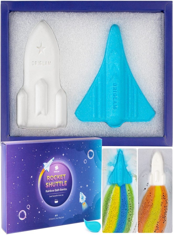 ORIGLAM Kids Bath Bombs for Boys, 2 Extra Large Space Shuttle & Rocket Bath Bombs for Kids Bubble Bath, Handmade Rainbow Bath Bomb Gift Set, 1/2/3 Year Old Boy Birthday Gifts for Men Gifts Under 10 - Image 1