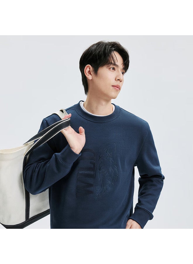 Septwolves Men's Autumn Wolf Head Crew Neck Sweatshirt Casual Versatile Comfortable Men's Top - Image 1