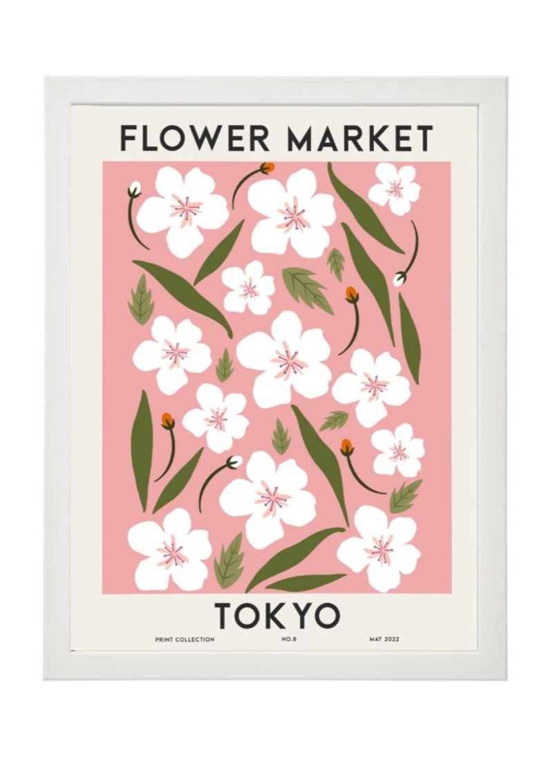 Boomah Accessories Flower Market Tokyo Colorful Botanical Art Poster with Frame 30x40cm 