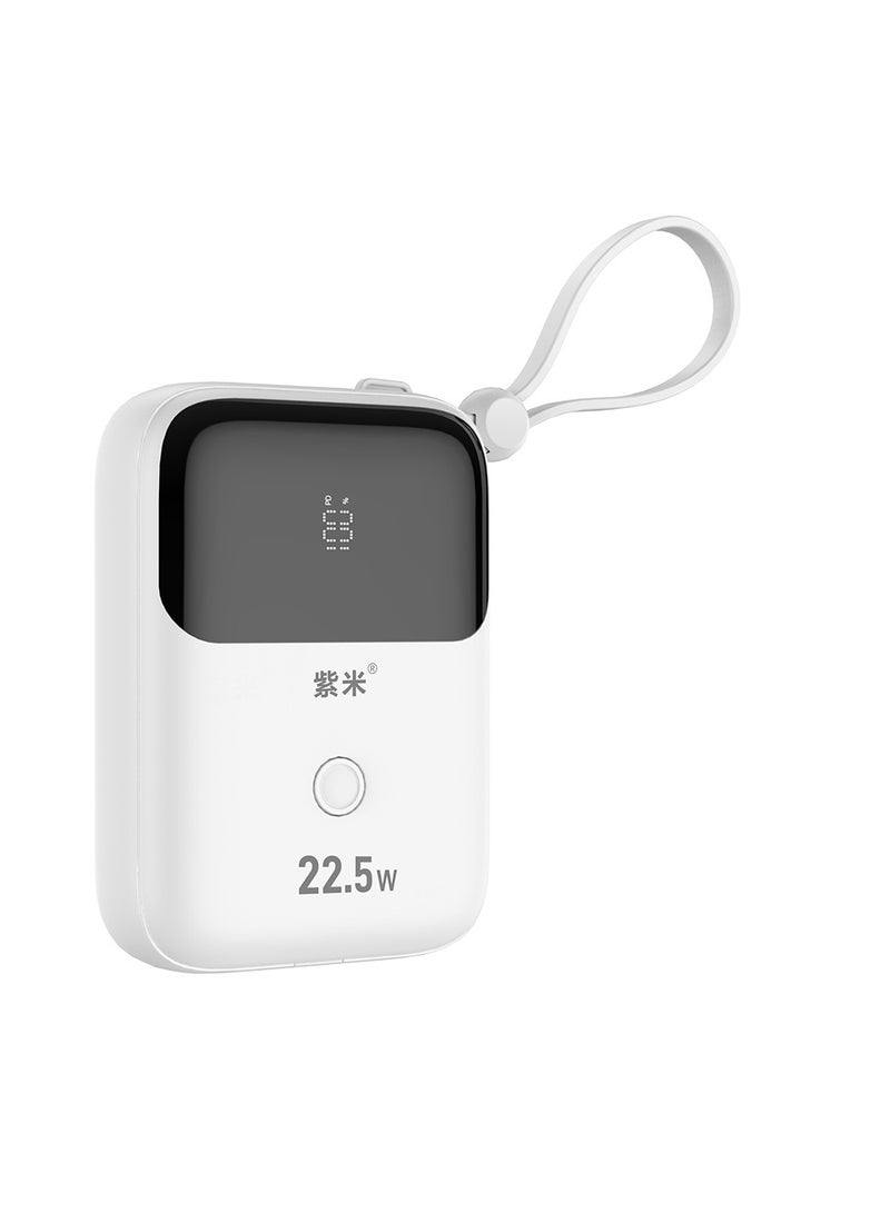 zime باور بانك زيم T137، شاحن محمول سريع الشحن بقوة 22.5 واط مع موصل مدمج وكابل USB-C، 1 USB-C، بطارية بسعة 10,000 مللي أمبير لهواتف آيفون 16/15/14/13، سامسونج، هواوي، شياومي - Image 1