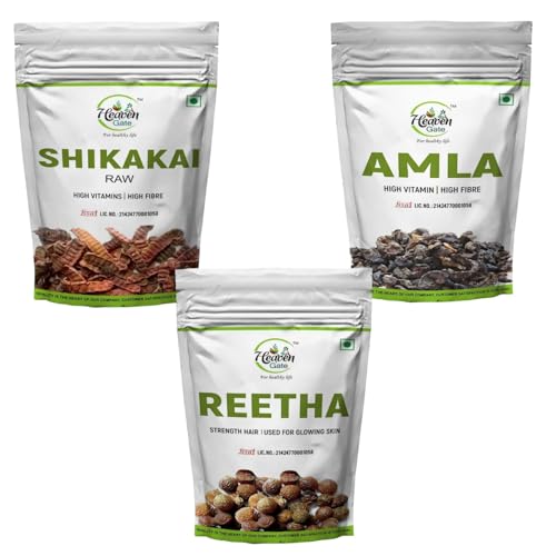 Heaven Gate Amla, Reetha Nuts, Shikakai Raw Combo Pack (3 x 100g Each) for All Hair Types - Oily, Dry, Thick & Damaged Hair - Natural Hair Care Solution - Image 1